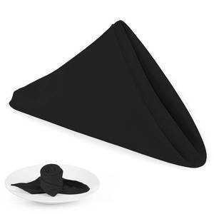 lot 4139 image: PLOYMONO Black Heavy Duty Polyester Napkins - 17 x 17 Inch Solid Washable Cloth Dinner Napkins - Set of 8 Napkins with Hemmed Edges - Great for Weddings, Parties, Banquets, Halloween, Thanksgiving