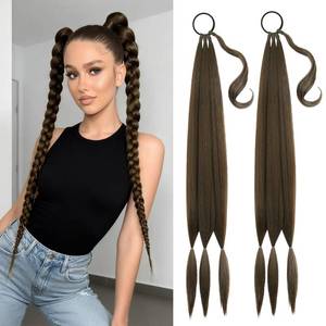 lot 4145 image: Kmzbasg 2PCS Long Braid Ponytail Extension with Hair Tie DIY Wrap Around Synthetic Hairpiece Natural Soft Fluffy Style for Women��s Daily Wear