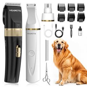lot 4148 image: HEAPETS Dog Hair Clippers for Grooming Kit and Dog Paw Trimmer Nail Grinder for Grooming, Low Noise Rechargeable Cordless, Shaver Grooming Supplies for Pet Cats Dogs (Black, White)