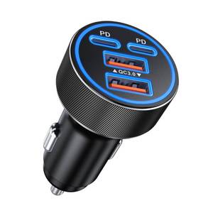 lot 4150 image: 2026 Updated 4-in-1 USB-C Car Charger, 4-Port 90W Super Fast Charging Cigarette Lighter Adapter, USB-C & USB-A PDQC Multiport for iPhone 171615, iPad, MacBook,Samsung Galaxy, and Android Devices