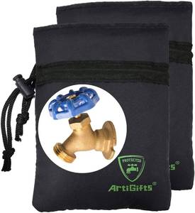 lot 4161 image: ArtiGifts Pro Outdoor Faucet Cover Socks for Winter Freeze Protection, 5.9 W x 7.7 H, Black, Set of 2