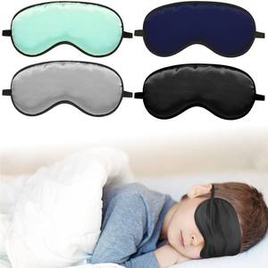 lot 4162 image: Sintege 4 Pcs Silk Eye Mask for Sleeping Kids Soft Eye Cover with Adjustable Strap Blindfold for Kids Boys Girls Christmas Travel Gift Nap Shade Blocking Light(Black, Gray, Blue, Green)