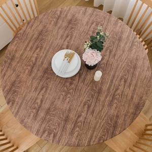 lot 4164 image: LIBERECOO Round Vinyl Fitted Tablecloth with Flannel Backing Elastic Edge Table Cover Waterproof Stain-Resistant Wipeable Tablcloths Fits 45-56 Round Tables