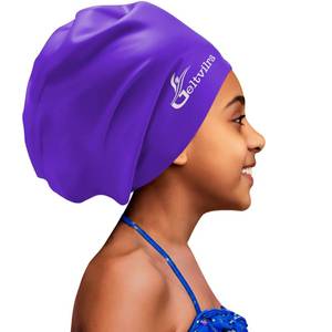 lot 4181 image: Extra Large Swim Cap for Kids Black Girls Aged 4 to 16 with Long Hair Braids Dreadlocks, Waterproof Silicone Swimming Hat Turban Hair Protection for Boys Toddler Children Youth