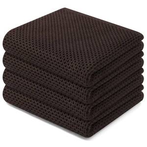 lot 4182 image: Homaxy 100% Cotton Waffle Weave Kitchen Dish Towels, Ultra Soft Absorbent Quick Drying Cleaning Towel, 13 x 28 Inches, 4-Pack, Dark Brown