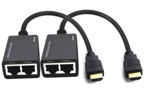 lot 4185 image: sartyee 2 PCS HDMI Extender Over Cat5e6, Ethernet to HDMI RJ45 Ethernet Network Adapter, Support 1080p UP to 30m98ft Video and Audio for HDTV HDPC PS4 STB (HDMI to RJ45 1 to 2)