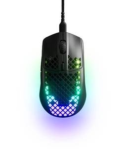 lot 4196 image: SteelSeries Aerox 3 - Super Light Gaming Mouse - 8,500 CPI TrueMove Core Optical Sensor - Ultra-Lightweight 59g Water Resistant Design - Universal USB-C connectivity - Onyx (Renewed)
