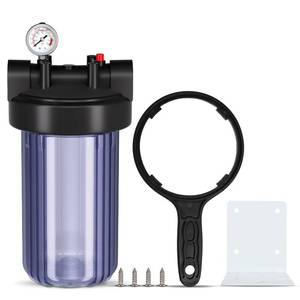 lot 5060 image: PUREPLUS Whole House Water Filter Housing, 10x4.5 Universal Housing, Pre-Filtration System, with Pressure Gauge, 1 NPT