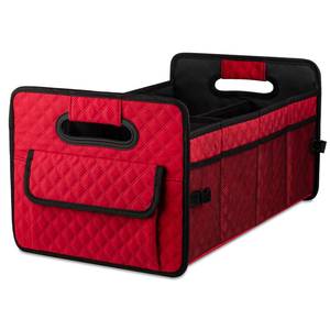 lot 5064 image: JiatuA Car Trunk Organizers and Storage for SUV, Collapsible Multi Compartment Container Box Adjustable Car Accessories for Women Men, Red