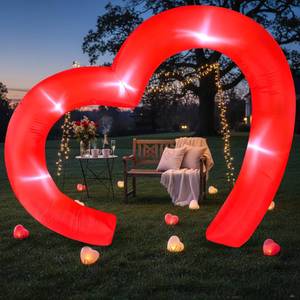 lot 5066 image: Shappy 9 FT Valentine Inflatable Valentines Day Decorations Outdoor Red Heart Inflatable Blow up Yard Decorations Archway with Build in LEDs for Lawn Garden