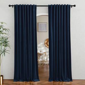 lot 5067 image: RYB Home Velvet Curtains for Sliding Door - Velevt Luxury Room Divider Back Tab Thermal Insulated Blackout Elegant Decor for Bedroom Living Room, Navy Blue, W62 x L96 inches, 2 Panels