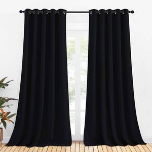 lot 5076 image: NICETOWN Blackout Draperies Window Curtain Panels, AutumnWinter Thermal Insulated Solid Grommet Blackout CurtainsDrapes for Cafe (Set of 2, 70 inches by 108 inches, Black)