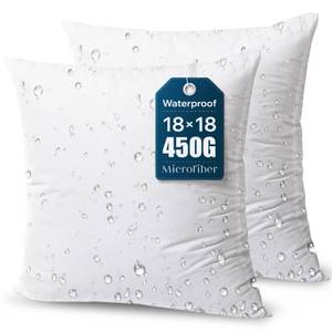 lot 5085 image: Phantoscope Premium Outdoor Pillow Inserts - Pack of 2 Square Form Water Resistant Polyester Throw Pillows, Couch Sham Cushion Stuffer, 18 X 18 inches