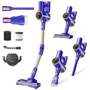lot 5086 image: MHRMHR Cordless Vacuum Cleaner, 180° Bendable Wand Stick Vacuum Cleaners with LED Touch Screen, 8-in-1 Lightweight Rechargeable Vacuum with 1.5L Dust Cup for Home Hard Floor Low-Pile Carpet