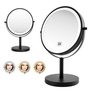 lot 5103 image: PINCHENG Cosmetic Mirror, LED Tricolor Illumination, Battery Operated, 1X3X Magnification, with Touch Sensitive Buttons, Multifunction Bathroom Cosmetic Mirror