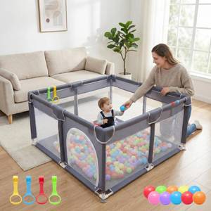 lot 5106 image: Orian Baby Playpen 50x50 Large Play Yard for Babies and Toddlers, Indoor Outdoor Playpen, Sturdy Baby Play Pen with Mesh Sides, Safe Baby Fence Play Area, Assembly RequiredNot Portable, w Storage Bag
