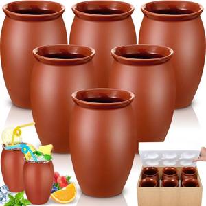 lot 5112 image: Gejoy 6 Pcs 35 oz Large Cantaritos De Barro Mexicanos High Capacity Cantaritos Shooters Pottery Cocktail Glasses for Margaritas Mojitos Mexican Mexicanos Cocktail Cups