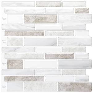lot 5122 image: WOWSTAR 10 Sheet Marble Peel and Stick Backsplash for Kitchen,Self-Adhesive Tile Backsplash for Kitchen, Bathroom, 12 x 12, (Beige & White)