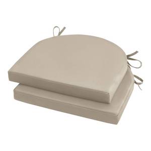 lot 6034 image: UArtlines Outdoor Chair Cushions Set of 2, Waterproof Round Corner Seat Cushions, Patio Chair Cushions for Outdoor Furniture,Seat Cushions with Ties for Patio Garden Dining 17x16x2, Beige