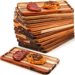 lot 6036 image: Roshtia 12 Pcs Acacia Wood Serving Tray Rectangular Wooden Serving Platter Christmas Dinner Plates Wood Cheese Charcuterie Board for Food Vegetable, Charcuterie, Appetizer (8 X 12 X 0.6)