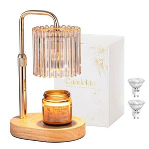 lot 6040 image: Candeldo Candle Warmer Lamp with Timer Gold Candle Warming Lamp Height Adjustable Wax Melt Warmer Dimmable Modern Farmhouse New Home Bedroom Decor Mothers Day Housewarming Gift for Women