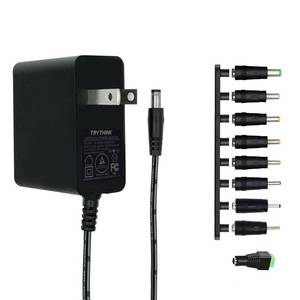 lot 6055 image: 5V 2A Power Supply Adapter 10W AC100-240V to DC 5 Volt 2Amp 1A 1.5A 0.8A 0.5A Replacement Power Cord with 9 Interchangeable DC Plug for Baby Monitor TV Box Tablet Camera Webcam Router,etc (1 Pack)