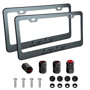 lot 6064 image: A2Pack Matte Black Aluminum Alloy License Plate Covers Frames with 3D Embossed SS Compatible with Chevy Camaro SS Accessories (Black-S)
