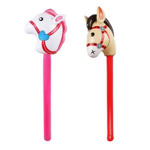 lot 6065 image: 2PCS Inflatable Stick Horse,Inflatable Horse Head on Stick Costume PonyHalloweenWestern CowboyBaby Shower Birthday Party Decorations Supplies Favors Props,37 Inches (Red Pink)