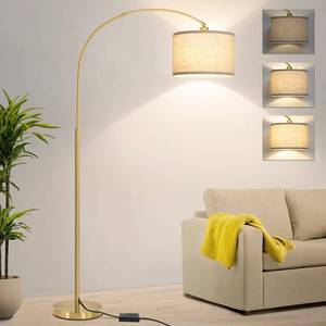 lot 6069 image: Gold Arc Floor Lamp, Dimmable Floor Lamp for Living Room, Mordern Standing Light with Adjustable Lamp Head, Tall Pole Lamp Over Couch Arched Light for Reading, Bedroom, Office, 9W LED Bulb Included