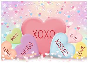 lot 6070 image: WOLADA Valentines Day Backdrop - Pastel Heart XOXO Hugs Kisses Photo Background for Photo Booth, Romantic Party, Couple Portraits & Studio Shoots 8x6FT 12502