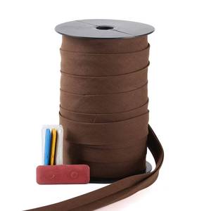 lot 6079 image: Bias Tape Double Fold 1 inch, Double Fold Bias Binding Tape 55 Yards (Brown) and 4 Pieces Sewing Fabric Chalks for Crafts, Sewing, Seaming, Hemming, Piping, Quilting.