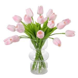 lot 6095 image: GAUIOGI 20 Pcs Artificial Pink Tulips Fake Flowers Bouquet, 13.3 Bendable Cuttable Stems PU Petals Realistic Tulip Faux Flowers for Home Office Wedding Decor