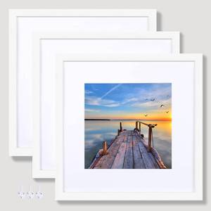 lot 6104 image: Hongkee 12x12 White Picture Frame set of 3, Made of Real Glass and Wooden Square Photo frame - Displays Picture 8x8 With Mat or 12 x 12 Without Mat, Desktop & Wall Collage Photo Frame