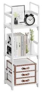lot 6106 image: FIDUCIAL HOME 3 Tiers Small Bookshelf Book Shelf White Kids Bookcase Mini Short Book Rack Storage Organizer Easy Assemble, Sturdy