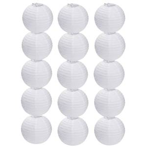 lot 6113 image: 15pcs White Paper Lanterns Hanging Ball Lanterns for Birthday Wedding Bridal Baby Shower Art Class Home Outdoor Indoor Party Decoration (6 inch)