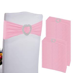 lot 6114 image: Zrlljp 100PCS Spandex Stretch Chair Sashes Bows Universal Elastic Chair Cover Bands Ties with Buckle Slider for Wedding Party Birthday Reception Events Banquet Decoration(Pink)