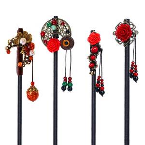 lot 6117 image: Retro Flower Hairpins Japanese Floral Hair Sticks Hair Pins for Women 4 PCS Chinese Hair Sticks Retro Hairpins Japanese Hair Chopsticks Flower Hair Accessories for Women Long Hair