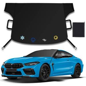 lot 6142 image: Windshield Cover for Ice and Snow,New Upgraded Heavy Duty Windshield Snow Cover,Extra Large Size (75x45),Windproof Winter Frost and Deicing Awning Suitable Fzor Cars, Trucks, SUVs