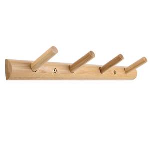lot 6144 image: Homode Modern Bamboo Wooden Entryway Coat Hooks, Bathroom Kitchen Towel Rack, Wall Mounted Coat Rack Hat Hanger with 4 Hanging Pegs (Natural)