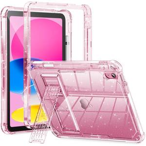 lot 6146 image: INFILAND Kids Case for iPad A16 11 inch 11th Generation,iPad 10th Generation Case 10.9 Inch, Clear Heavy Duty Shockproof Protective Cover with Stand, Glitter Cute Shell for Girls, Women (Pink)