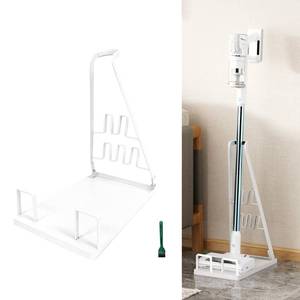 lot 6168 image: EZ SPARES Installation-free Vacuum Stand Frame,Storage Docking Station Holder,Metal Bracket,bigger base,Compatible with Dys,Eureka,tineco,dreametech,Fit Most Stick Vacuum Cleaner(White)