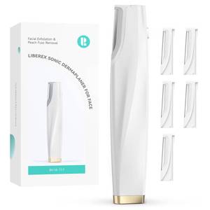 lot 6174 image: Sonic Dermaplaning Tool for Face - Rechargeable Dermaplane Razor with 6 Refill Dermablades, Facial Hair & Peach Fuzz Remover for Women (White)