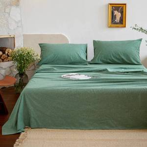 lot 6190 image: NUMWELL Cotton Flat Sheet Only Queen Size, Soft 100% Stone Washed Cotton, Cooling Breathable Bed Sheet 1pc, Forest Green