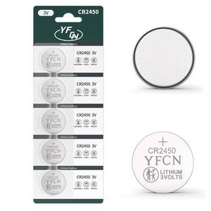 lot 6191 image: YFCN CR2450 Battery 3V Lithium Battery 5 Count Pack CR2450 Batteries - 10 Years Shelf Life - CR 2450 Coin Cell Batteries for Key Fob, Remotes, Flameless Candles