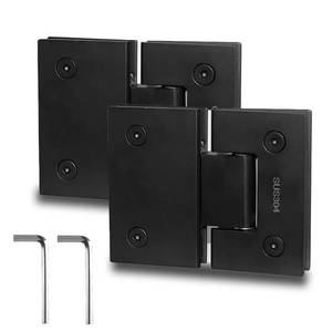 lot 6192 image: 2 Pack 180 Degree Glass Shower Door Hinges, Frameless Glass Door Hinges, Heavy Duty 304 Stainless Steel Glasses to Glasses Hinge Bathroom Gate Clamp for 8-12 mm, Black