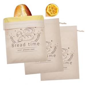 lot 11148 image: FOFOWHAT Beeswax Bread Bags, Bags for Homemade Bread - 3 Pcs 16.9�12.9 inches XL Reusable Cotton with Fresh-Keeping Lining, Large Capacity & Easy to Clean for Daily Use (Button Closure)
