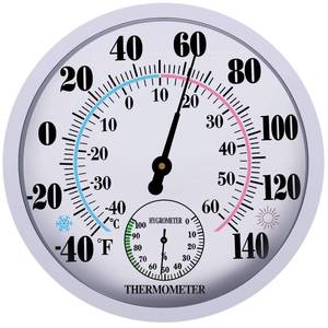 lot 11151 image: Indoor Outdoor Thermometer Hygrometer - Waterproof Hanging Wall Thermometer Decorative Outdoor Thermometer Large Numbers, No Battery Needed Outdoor Thermometers for Patio