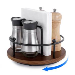lot 11156 image: ROYALAY Wooden Rotating Napkin Holder, Metal Napkin Dispenser and Standing Paper Towel Holder, Farmhouse Table Decor for Kitchen, Dining, or Bathroom Visit the ROYALAY Store, Brown