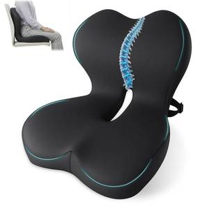 lot 11159 image: XZdream Memory Foam Seat Cushion,Office Chair Cushion with Lumbar Support for Back Pressure Relief,Sciatica,Non Slip Car Seat Cushion with Strap,Pad Orthopedic Cushions for Car,Truck,Desk (D-Black)