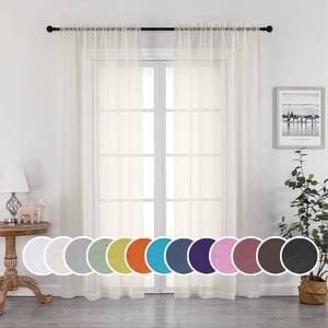 lot 11162 image: OWENIE Sheer Curtains 90 Inches Long, Elegant Sheer Curtains for Bedroom, Window Voile Sheer Curtain PanelsDrapesTreatment for Living Room, 2Pcs, Each 42 W x 90 L, Ivory